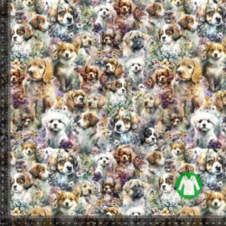 Jersey stof - Print med Akvarel hunde