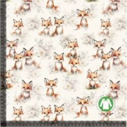 Jersey stof - Print med Akvarel Ræve