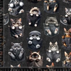 Jersey stof - Print med Lomme Katte