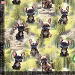 Jersey stof - Print med Franske Bulldogs