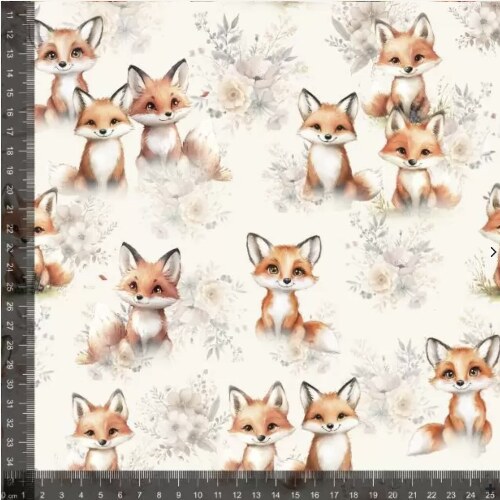 Jersey stof - Print med Akvarel Ræve