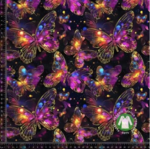 Jersey stof - Print med Shiny Guld Sommerfugle